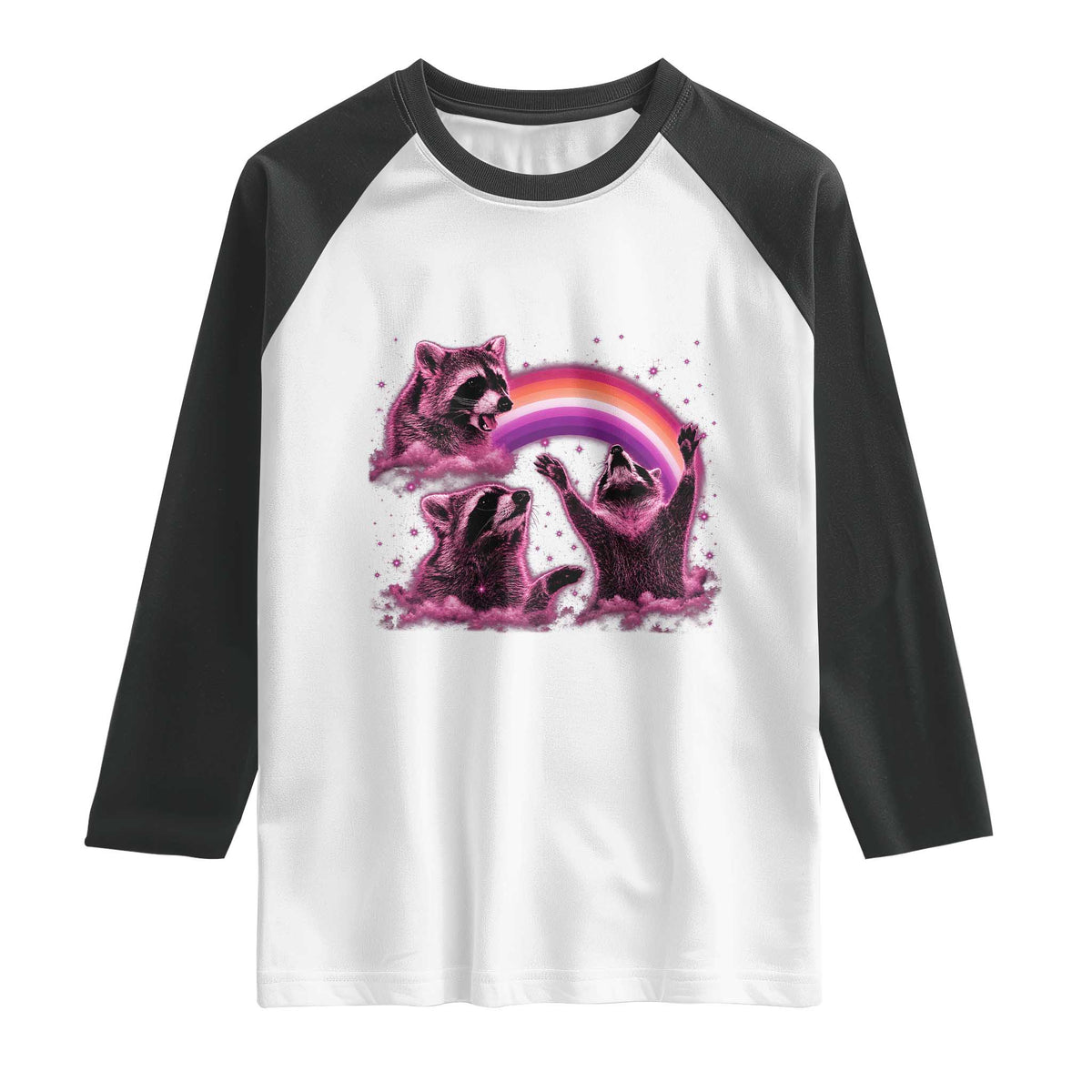 Funny Pink Raccoon Live Laugh Raglan Shirt Lesbian Pride Month TS12 White Black Print Your Wear