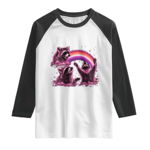 Funny Pink Raccoon Live Laugh Raglan Shirt Lesbian Pride Month TS12 White Black Print Your Wear