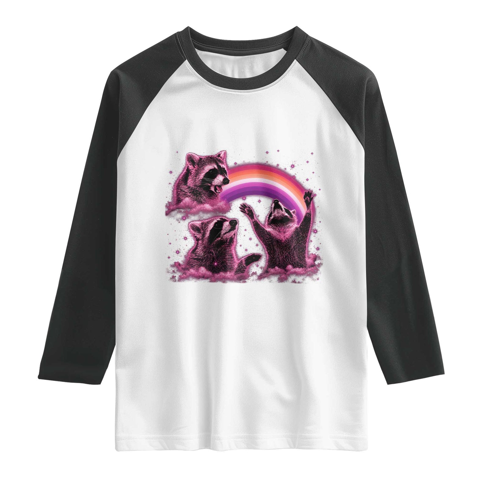 Funny Pink Raccoon Live Laugh Raglan Shirt Lesbian Pride Month TS12 White Black Print Your Wear