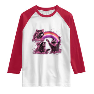 Funny Pink Raccoon Live Laugh Raglan Shirt Lesbian Pride Month TS12 White Red Print Your Wear