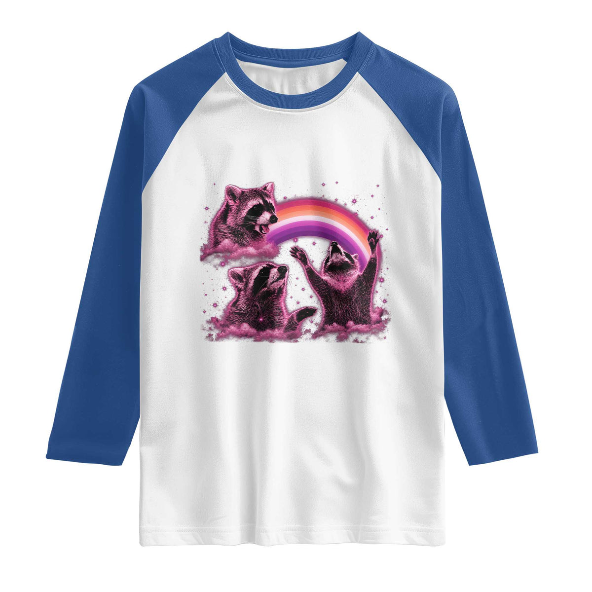 Funny Pink Raccoon Live Laugh Raglan Shirt Lesbian Pride Month TS12 White Royal Print Your Wear