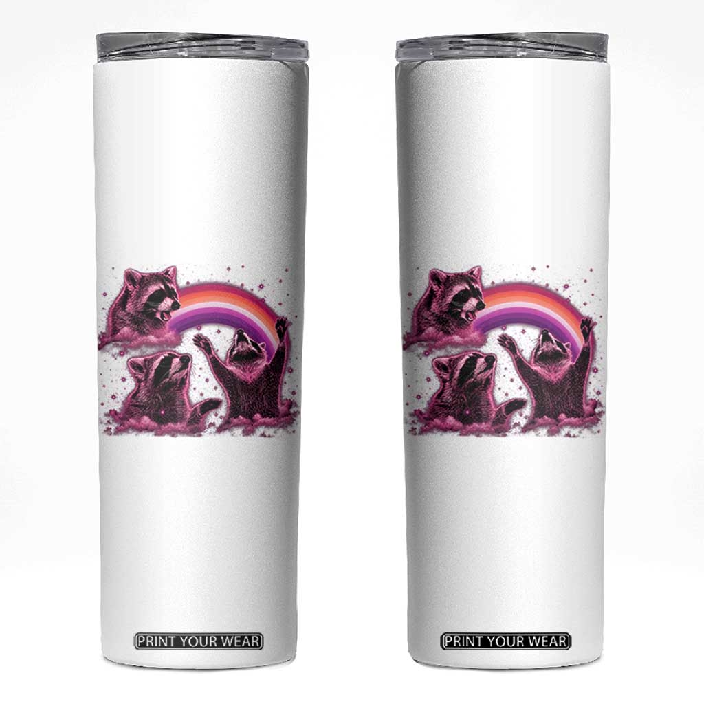 Funny Pink Raccoon Live Laugh Skinny Tumbler Lesbian Pride Month