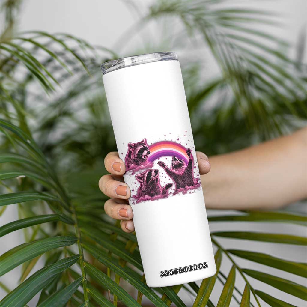 Funny Pink Raccoon Live Laugh Skinny Tumbler Lesbian Pride Month