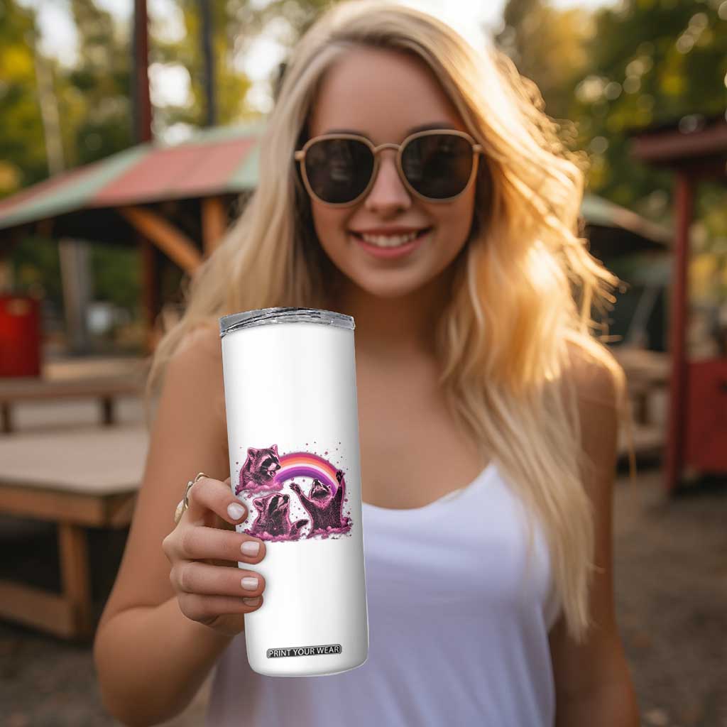 Funny Pink Raccoon Live Laugh Skinny Tumbler Lesbian Pride Month