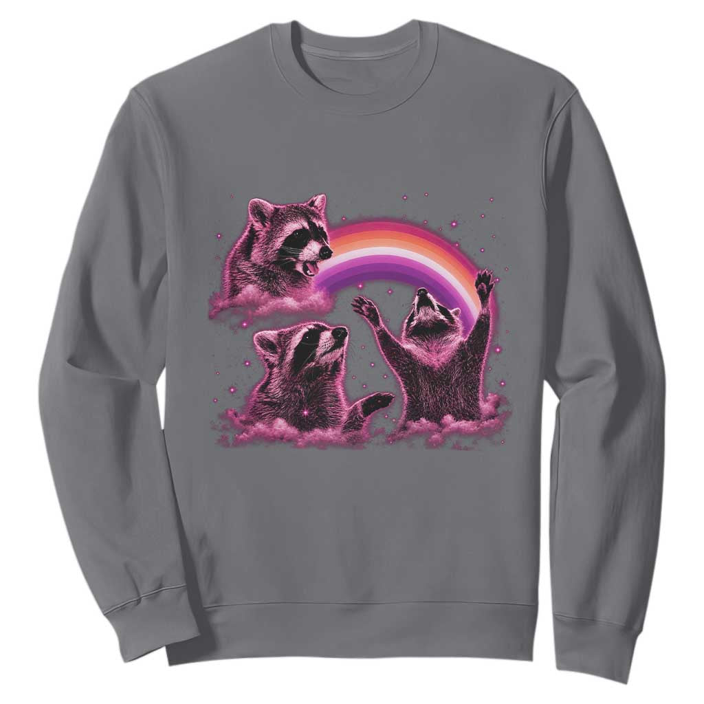 Funny Pink Raccoon Live Laugh Sweatshirt Lesbian Pride Month