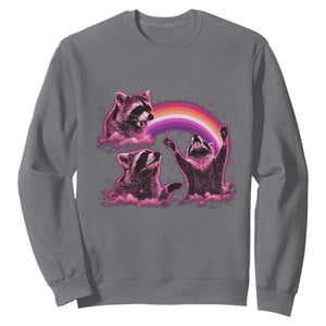 Funny Pink Raccoon Live Laugh Sweatshirt Lesbian Pride Month