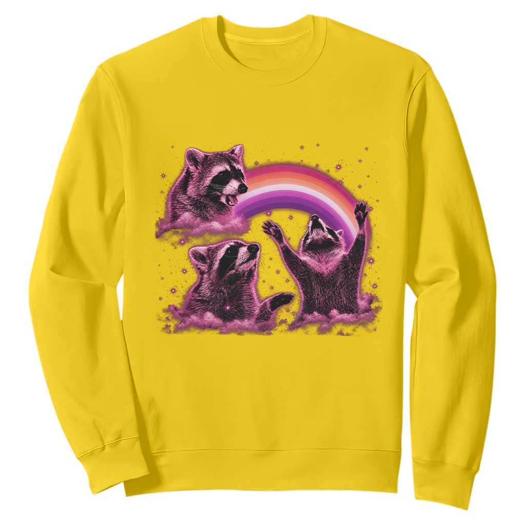 Funny Pink Raccoon Live Laugh Sweatshirt Lesbian Pride Month