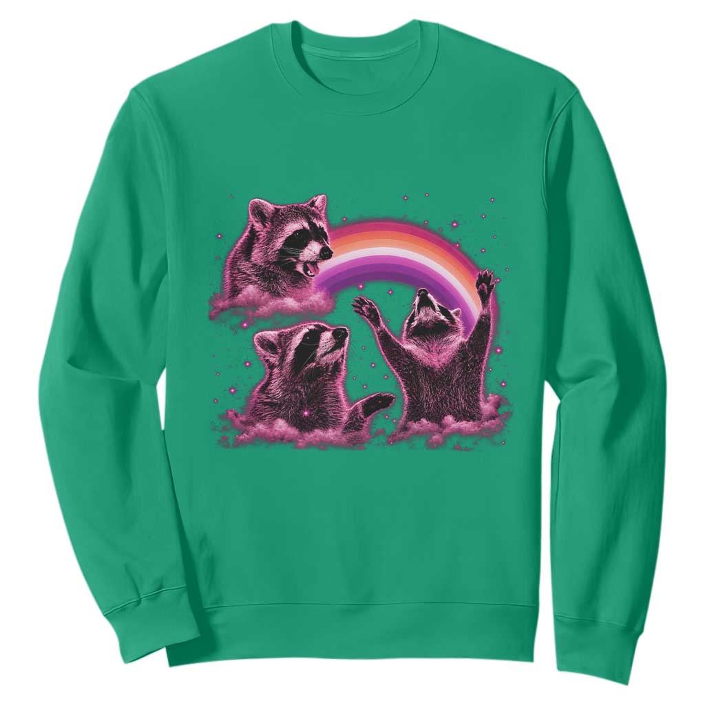 Funny Pink Raccoon Live Laugh Sweatshirt Lesbian Pride Month