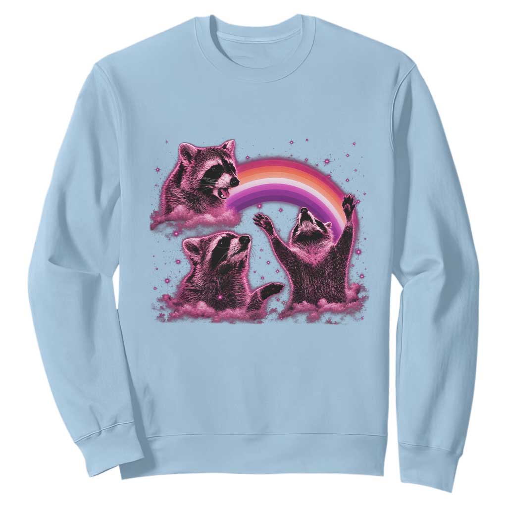 Funny Pink Raccoon Live Laugh Sweatshirt Lesbian Pride Month