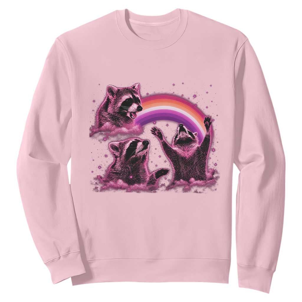 Funny Pink Raccoon Live Laugh Sweatshirt Lesbian Pride Month