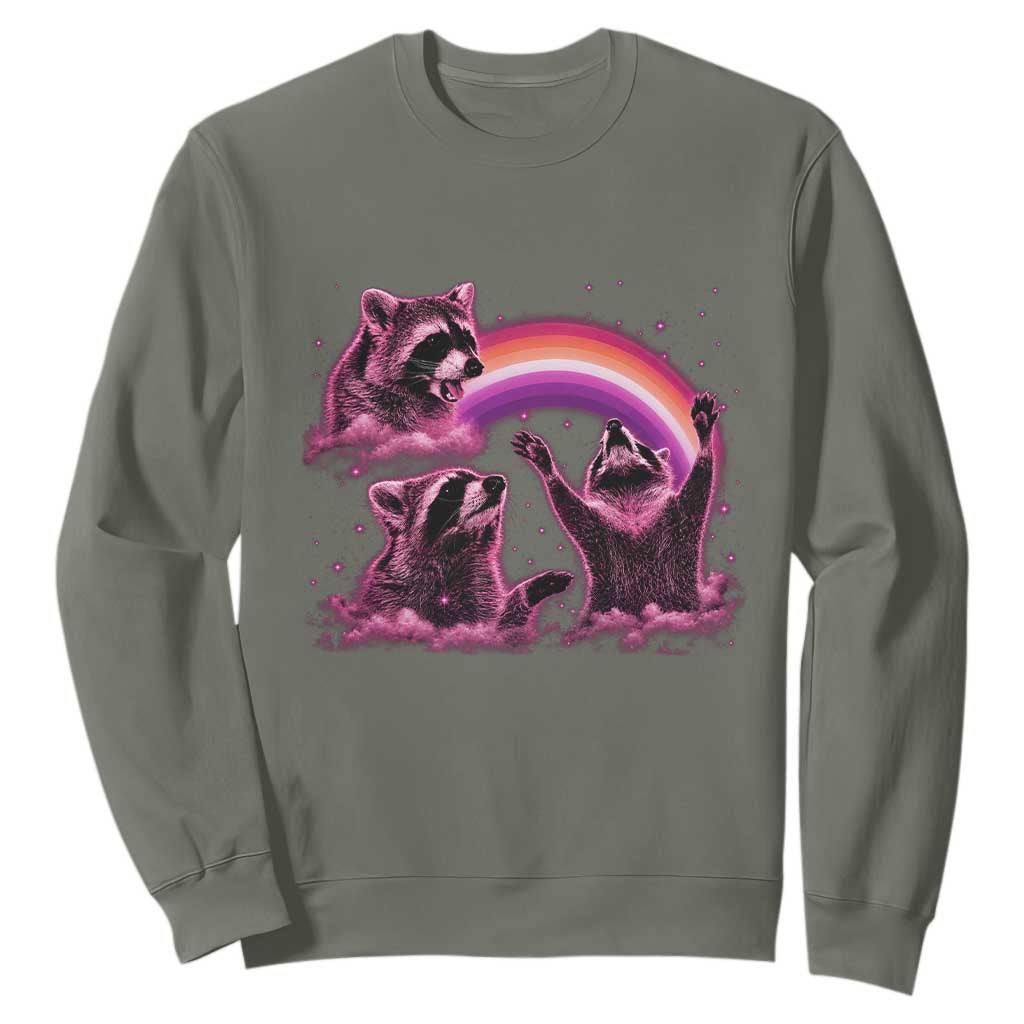 Funny Pink Raccoon Live Laugh Sweatshirt Lesbian Pride Month