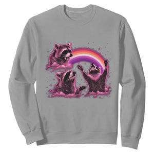 Funny Pink Raccoon Live Laugh Sweatshirt Lesbian Pride Month