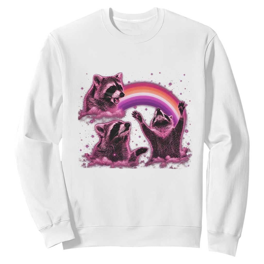 Funny Pink Raccoon Live Laugh Sweatshirt Lesbian Pride Month