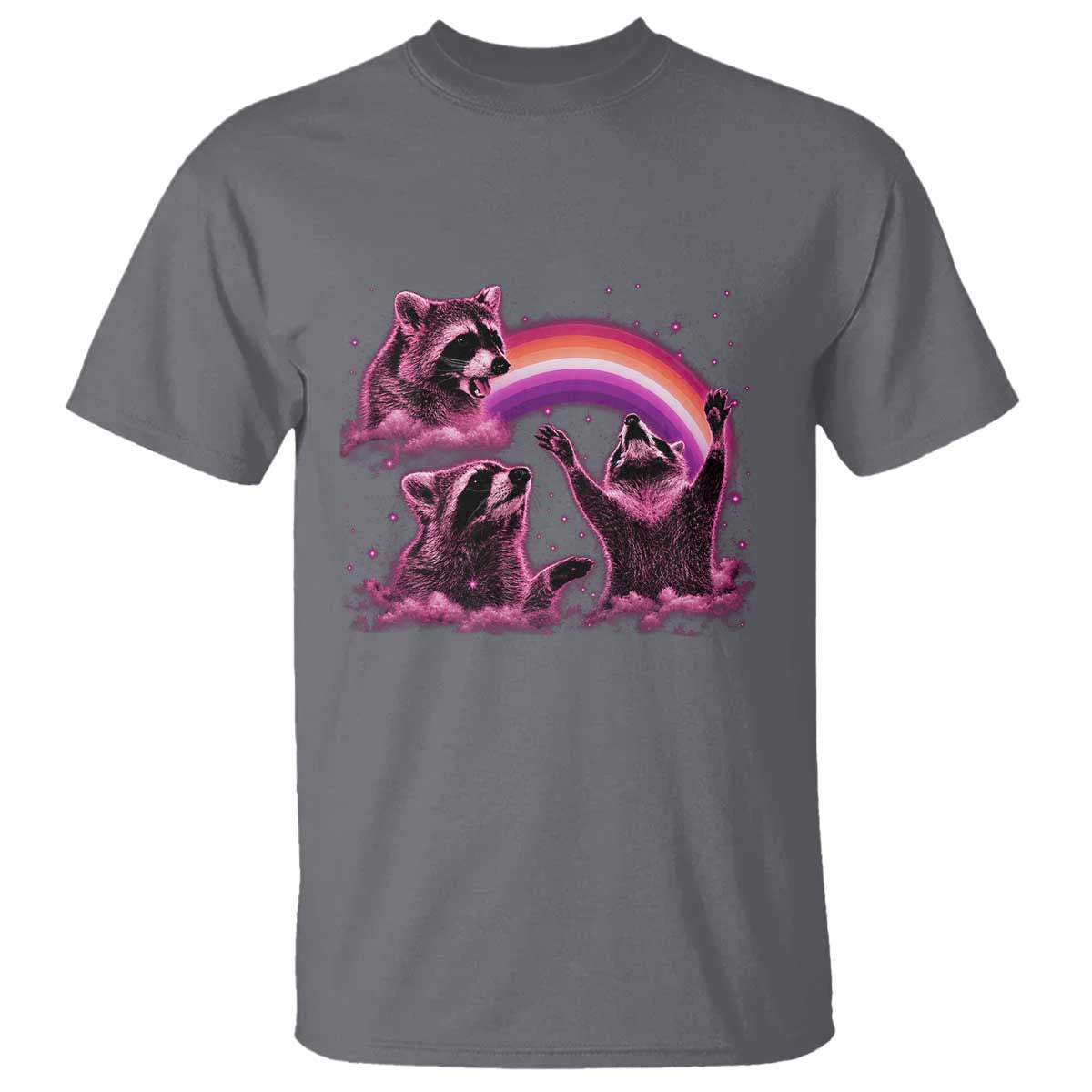 Funny Pink Raccoon Live Laugh T Shirt Lesbian Pride Month TS12 Charcoal Print Your Wear