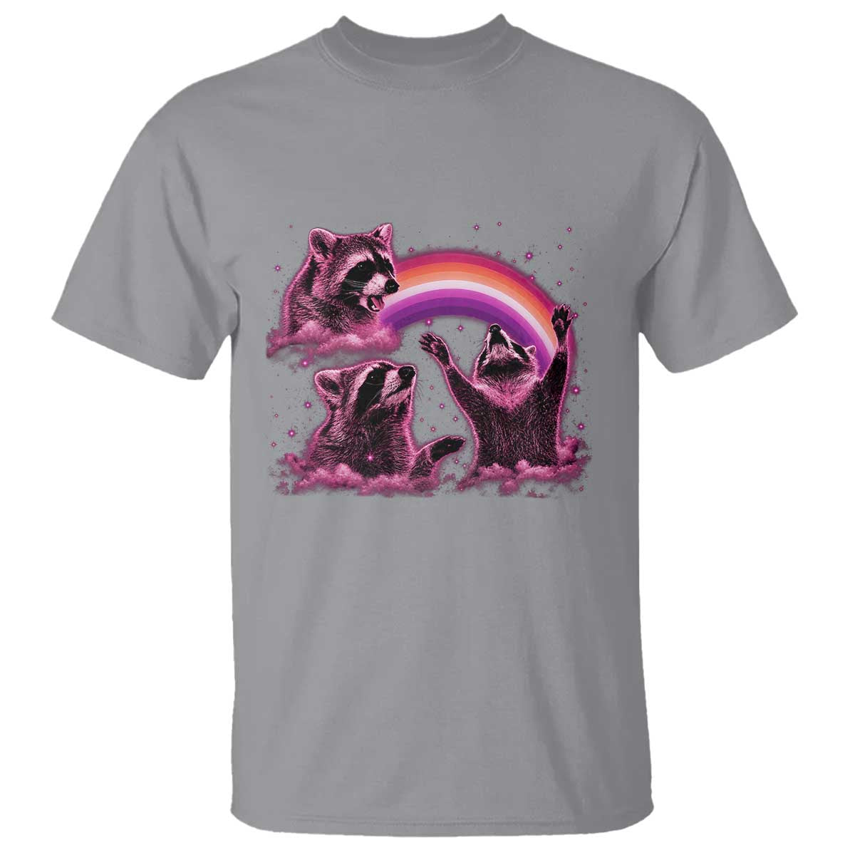 Funny Pink Raccoon Live Laugh T Shirt Lesbian Pride Month TS12 Sport Gray Print Your Wear