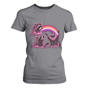Funny Pink Raccoon Live Laugh T Shirt For Women Lesbian Pride Month TS12 Charcoal Print Your Wear