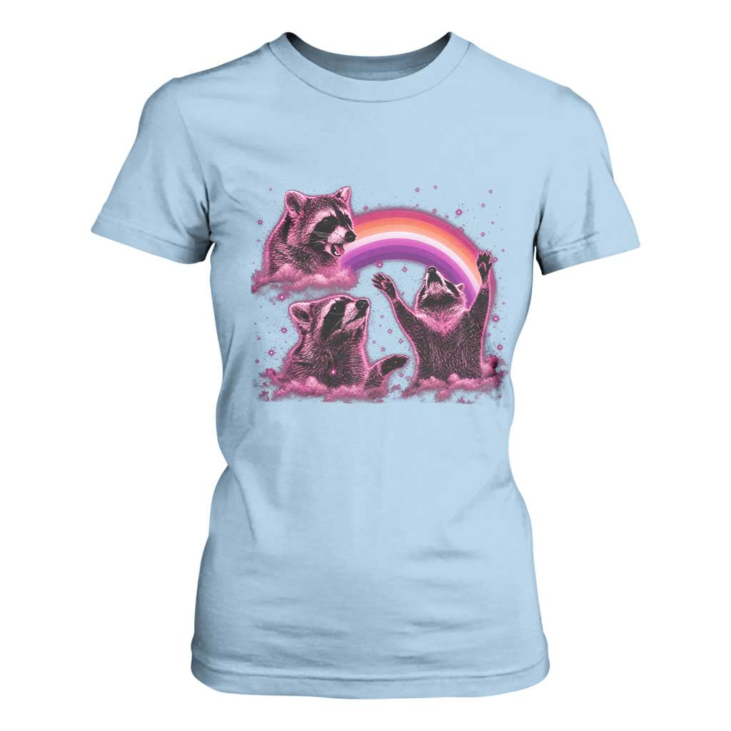 Funny Pink Raccoon Live Laugh T Shirt For Women Lesbian Pride Month TS12 Light Blue Print Your Wear