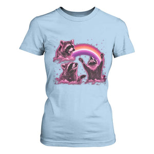 Funny Pink Raccoon Live Laugh T Shirt For Women Lesbian Pride Month TS12 Light Blue Print Your Wear
