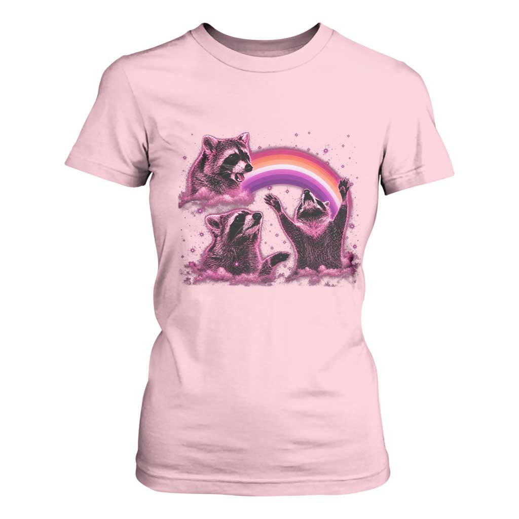 Funny Pink Raccoon Live Laugh T Shirt For Women Lesbian Pride Month TS12 Light Pink Print Your Wear