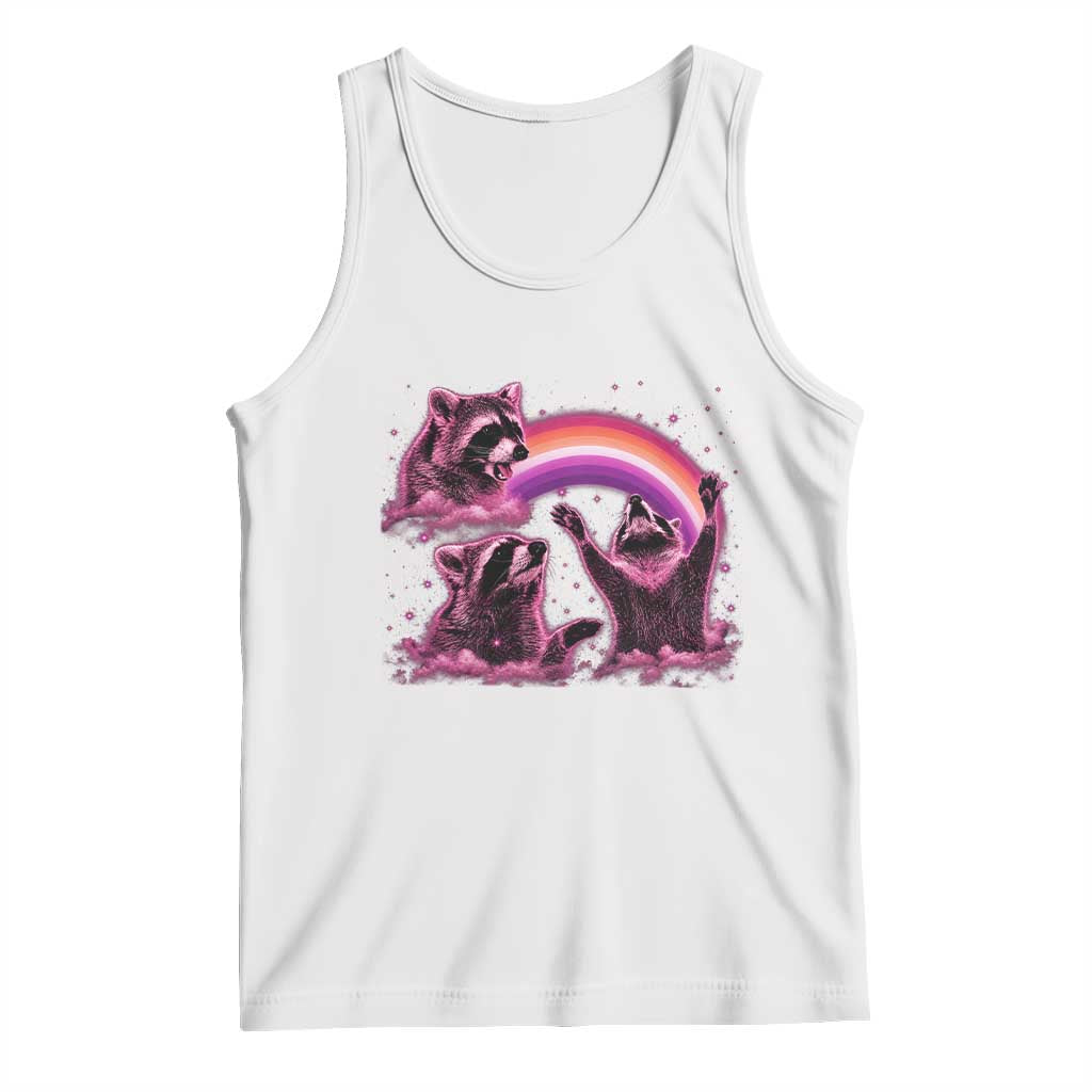 Funny Pink Raccoon Live Laugh Tank Top Lesbian Pride Month TS12 White Print Your Wear