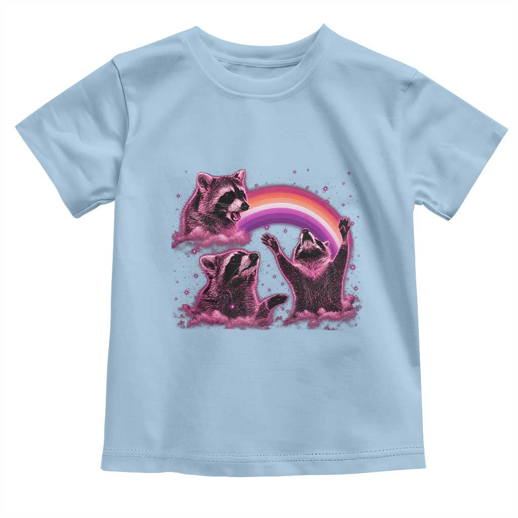 Funny Pink Raccoon Live Laugh Toddler T Shirt Lesbian Pride Month TS12 Light Blue Print Your Wear