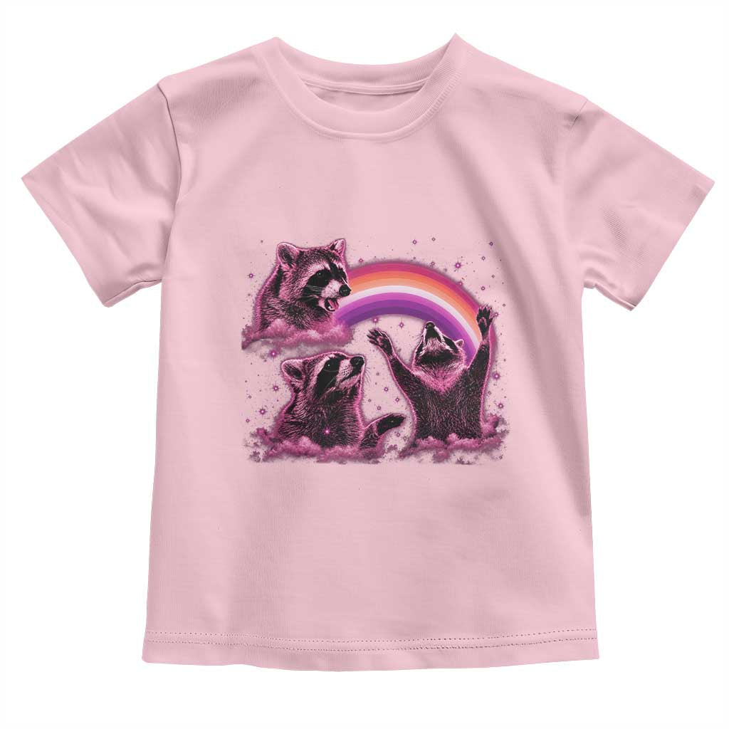 Funny Pink Raccoon Live Laugh Toddler T Shirt Lesbian Pride Month TS12 Light Pink Print Your Wear