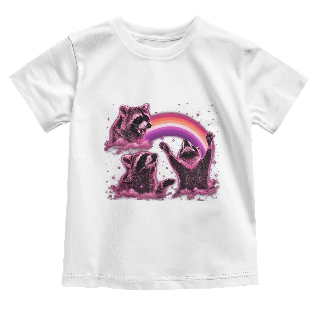 Funny Pink Raccoon Live Laugh Toddler T Shirt Lesbian Pride Month