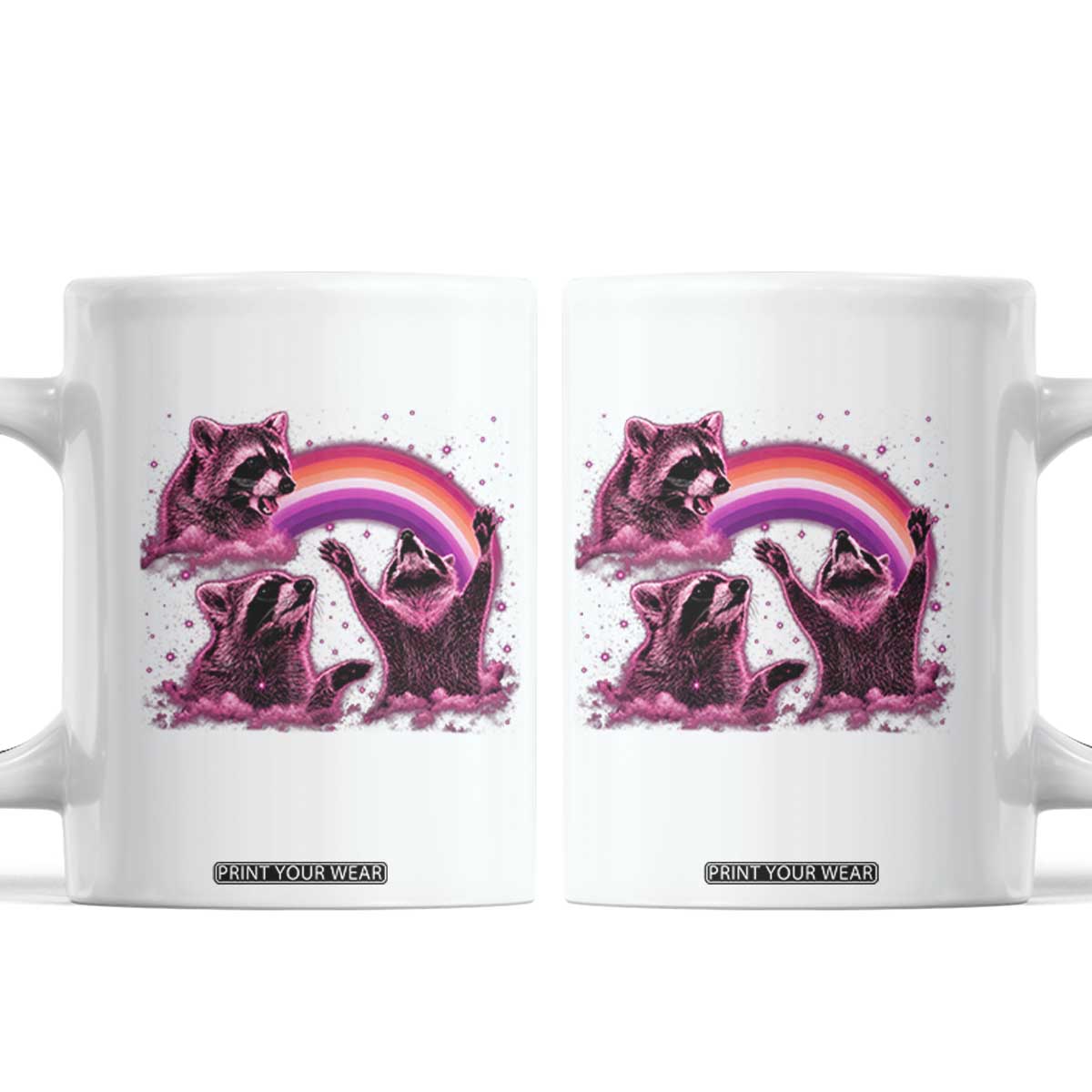 Funny Pink Raccoon Live Laugh Coffee Mug Lesbian Pride Month