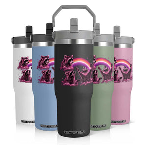 Funny Pink Raccoon Live Laugh Flip Straw Tumbler Lesbian Pride Month TS12 Print Your Wear