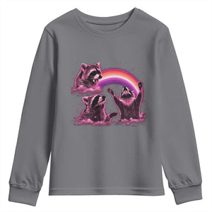 Funny Pink Raccoon Live Laugh Youth Sweatshirt Lesbian Pride Month TS12 Charcoal Print Your Wear