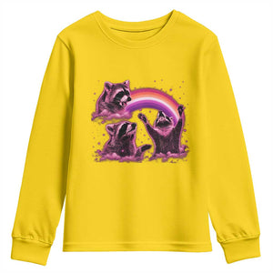 Funny Pink Raccoon Live Laugh Youth Sweatshirt Lesbian Pride Month TS12 Daisy Print Your Wear