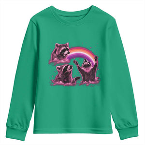Funny Pink Raccoon Live Laugh Youth Sweatshirt Lesbian Pride Month TS12 Irish Green Print Your Wear