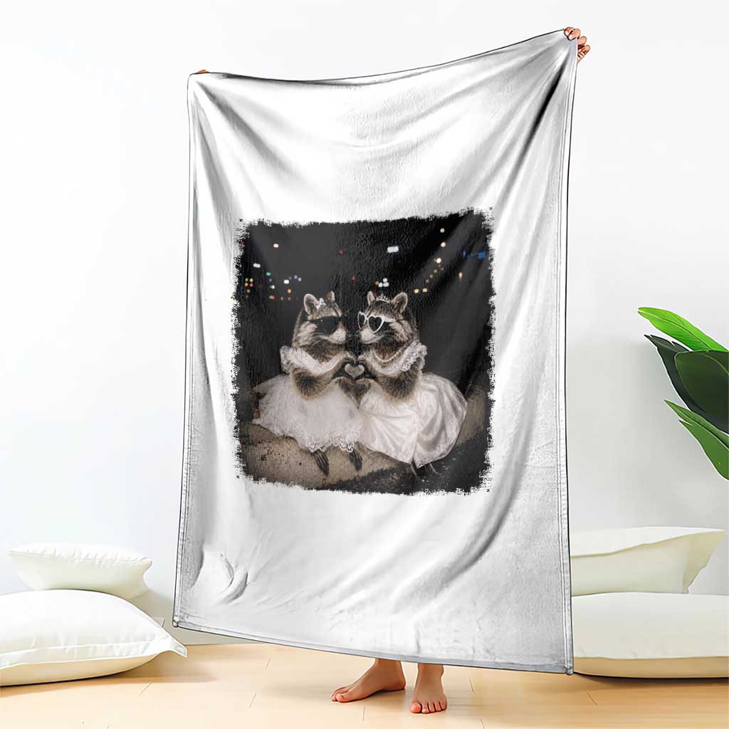 Funny Lesbian Raccoon Engagement Throw Blanket LGBTQ Pride Gift TS12 Print Your Wear