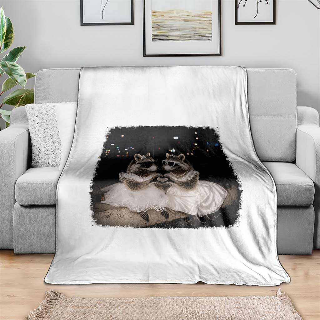 Funny Lesbian Raccoon Engagement Throw Blanket LGBTQ Pride Gift TS12 Print Your Wear