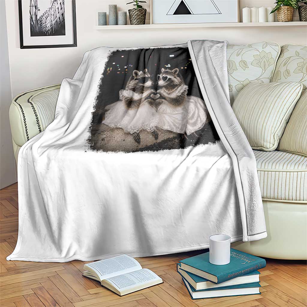 Funny Lesbian Raccoon Engagement Throw Blanket LGBTQ Pride Gift TS12 Print Your Wear
