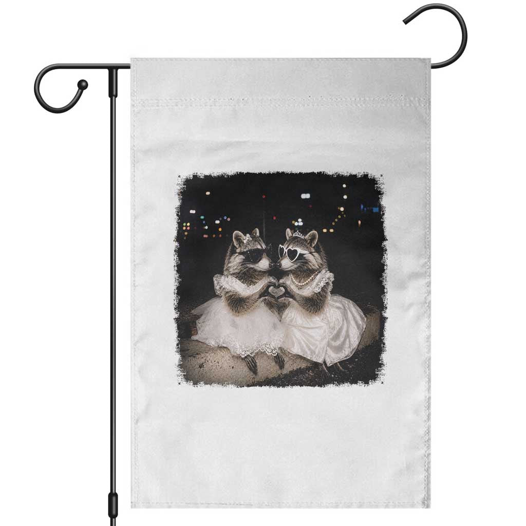 Funny Lesbian Raccoon Engagement Garden Flag LGBTQ Pride Gift TS12 White Print Your Wear