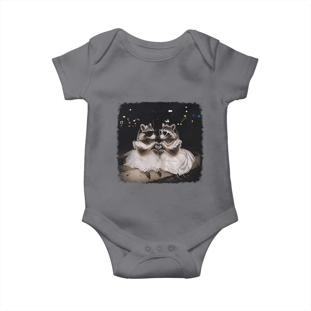 Funny Lesbian Raccoon Engagement Baby Onesie LGBTQ Pride Gift