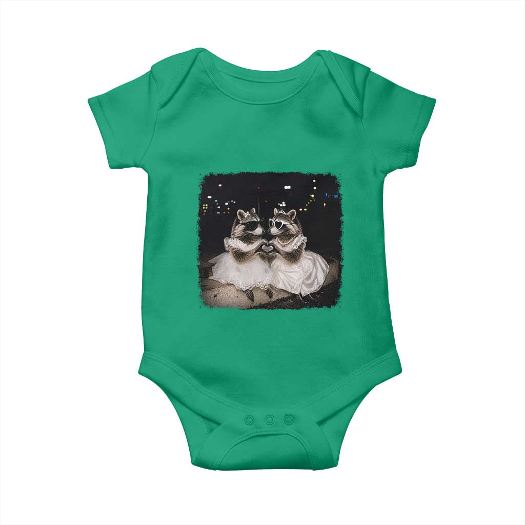 Funny Lesbian Raccoon Engagement Baby Onesie LGBTQ Pride Gift