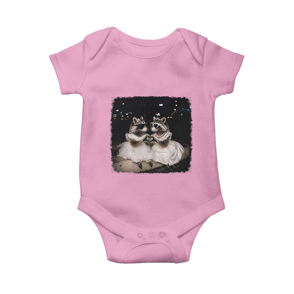 Funny Lesbian Raccoon Engagement Baby Onesie LGBTQ Pride Gift