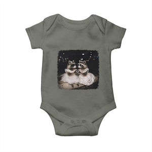 Funny Lesbian Raccoon Engagement Baby Onesie LGBTQ Pride Gift