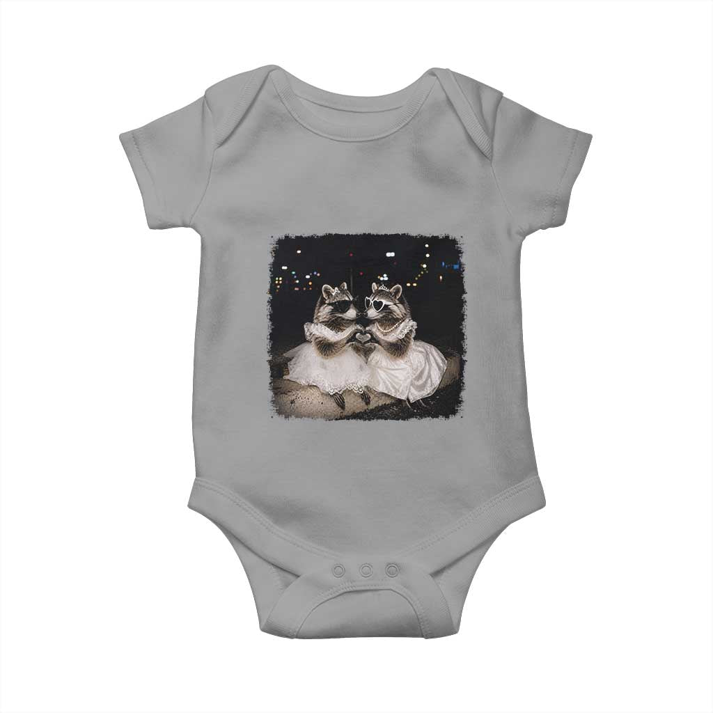 Funny Lesbian Raccoon Engagement Baby Onesie LGBTQ Pride Gift
