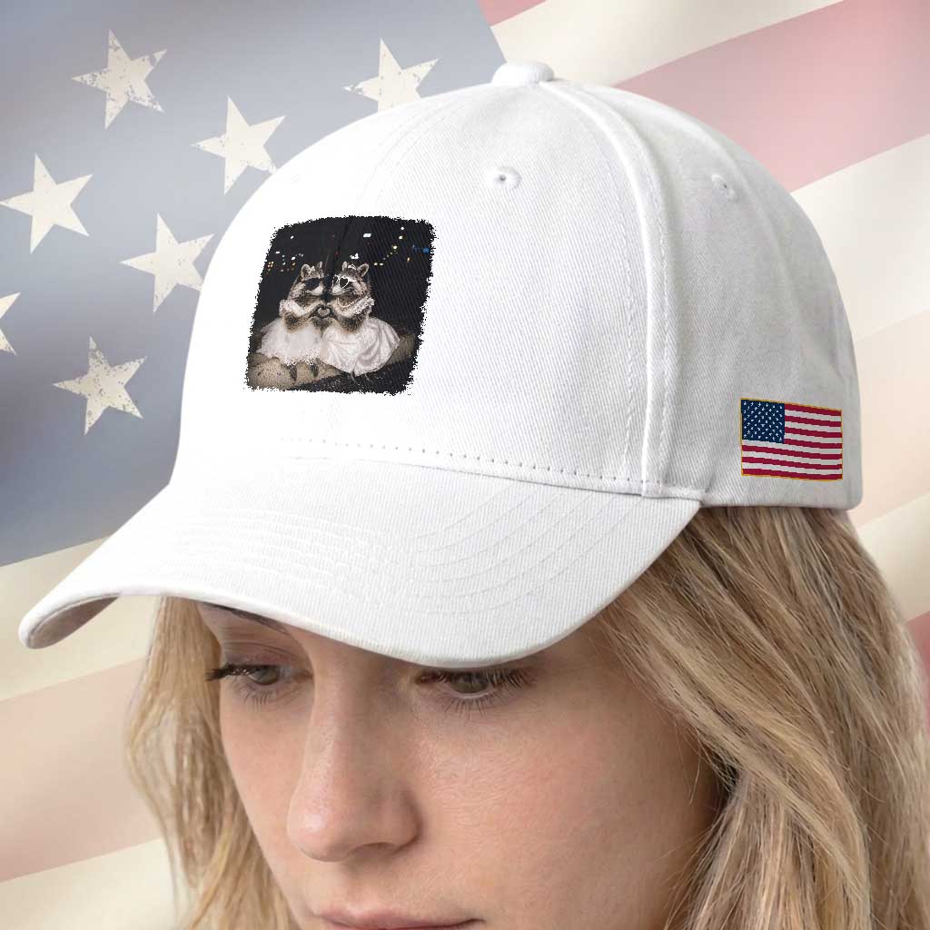Funny Lesbian Raccoon Engagement Baseball Cap LGBTQ Pride Gift
