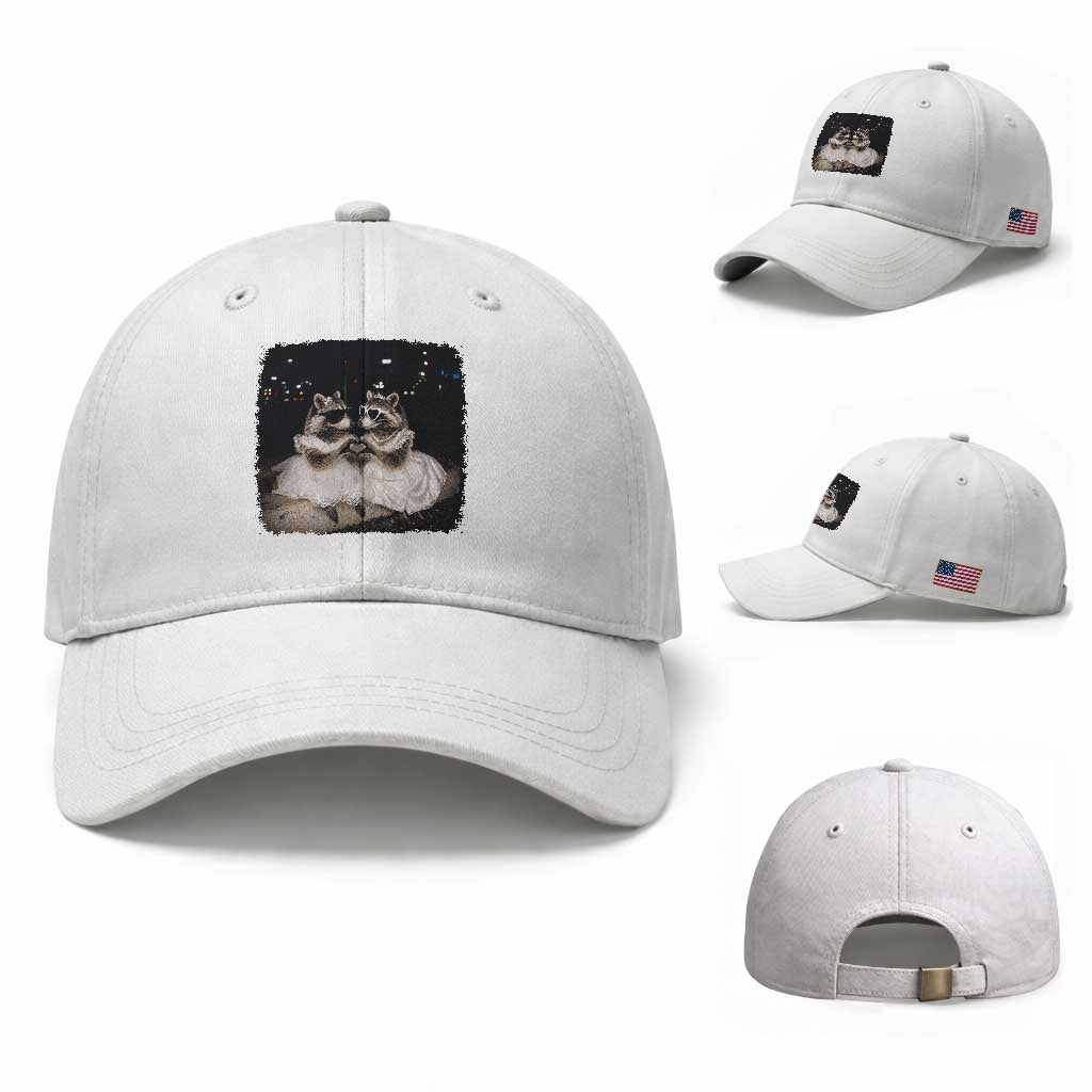 Funny Lesbian Raccoon Engagement Baseball Cap LGBTQ Pride Gift