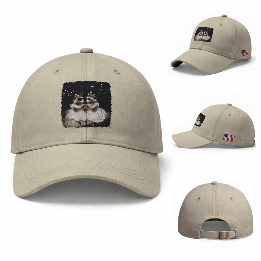 Funny Lesbian Raccoon Engagement Baseball Cap LGBTQ Pride Gift