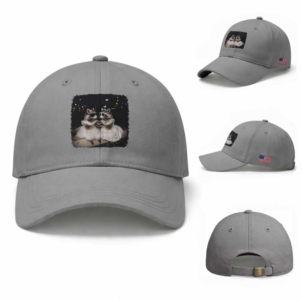 Funny Lesbian Raccoon Engagement Baseball Cap LGBTQ Pride Gift