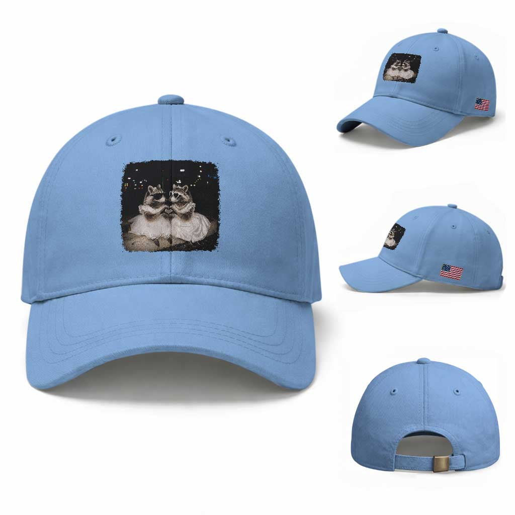 Funny Lesbian Raccoon Engagement Baseball Cap LGBTQ Pride Gift