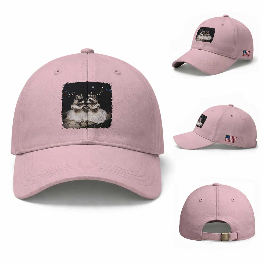 Funny Lesbian Raccoon Engagement Baseball Cap LGBTQ Pride Gift
