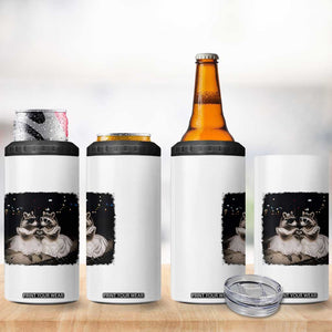 Funny Lesbian Raccoon Engagement 4 in 1 Can Cooler Tumbler LGBTQ Pride Gift