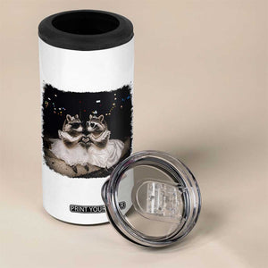 Funny Lesbian Raccoon Engagement 4 in 1 Can Cooler Tumbler LGBTQ Pride Gift