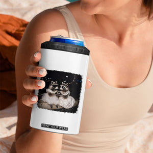 Funny Lesbian Raccoon Engagement 4 in 1 Can Cooler Tumbler LGBTQ Pride Gift